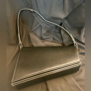 Urban Expressions Black Vegan Leather Structured Top Handle Asymmetrical Bag